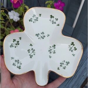 Vintage Carrigaline Pottery Shamrock clover dish made in Ireland